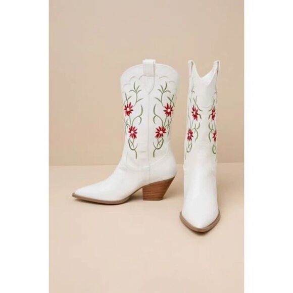 BiLLiNi Women's Yanet  Western Red Boots Pointed Toe Chunky Heel Boots size 9 - Picture 3 of 7